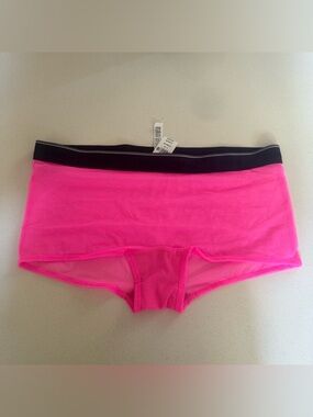 NWT Victoria’s Secret Sheer Hot Pink Boyshorts Thick Waistband Large